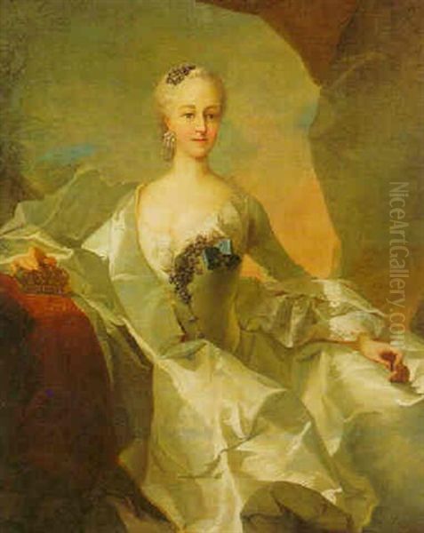 Portrait Of A Noblewoman (electress Amalie Of Bavaria?) Oil Painting by Georges David Mathieu