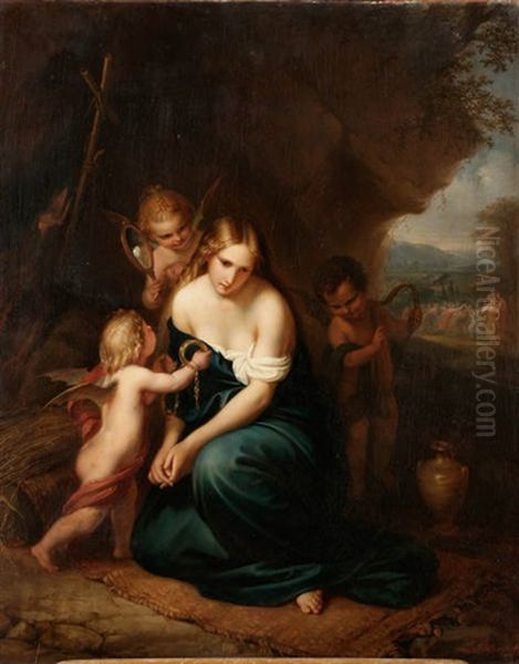 La Tentation De La Madeleine Oil Painting by Lambert Joseph Mathieu