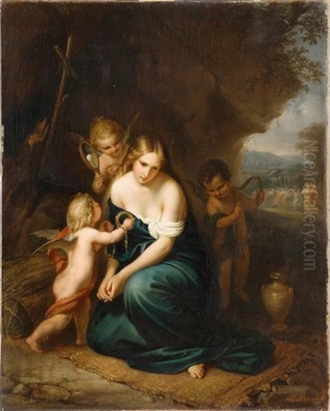 La Tentation De La Madeleine Oil Painting by Lambert Joseph Mathieu