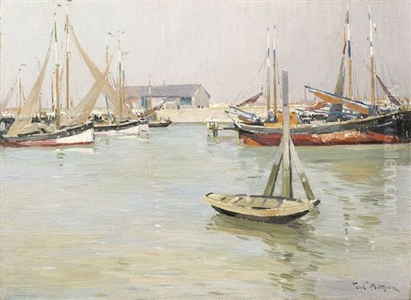 Le Port De Zeebrugge Oil Painting by Paul Mathieu