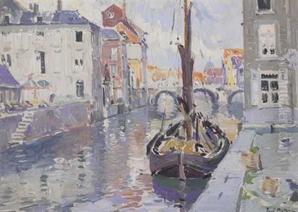 Coin De Malines (kanal In Mechelen) Oil Painting by Paul Mathieu