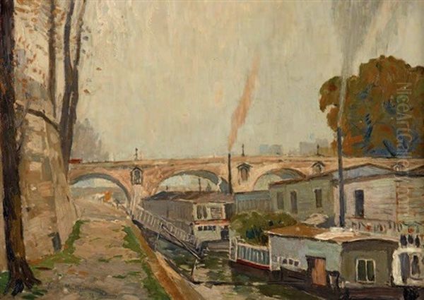 Le Pont De Rouen Oil Painting by Paul Mathieu