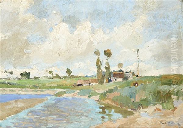 Ferme Au Bord De L'etang Oil Painting by Paul Mathieu