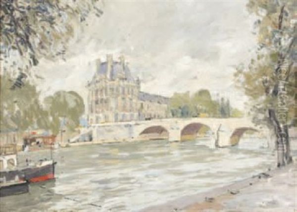 Pont Neuf Et Pavillon De Flore Oil Painting by Paul Mathieu