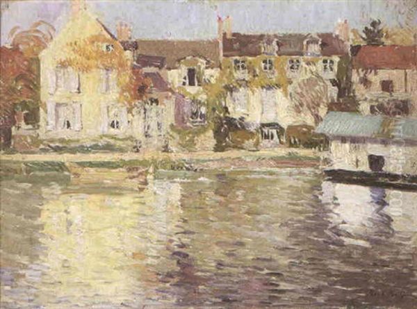 Maisons Ensoleillees Au Bord De La Riviere by Paul Mathieu