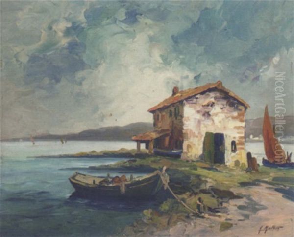 La Maison Du Pecheur, Provence Oil Painting by Adolphe Mathis