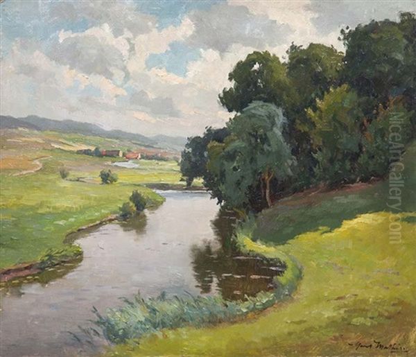 Flusslandschaft Oil Painting by Hans Mathis