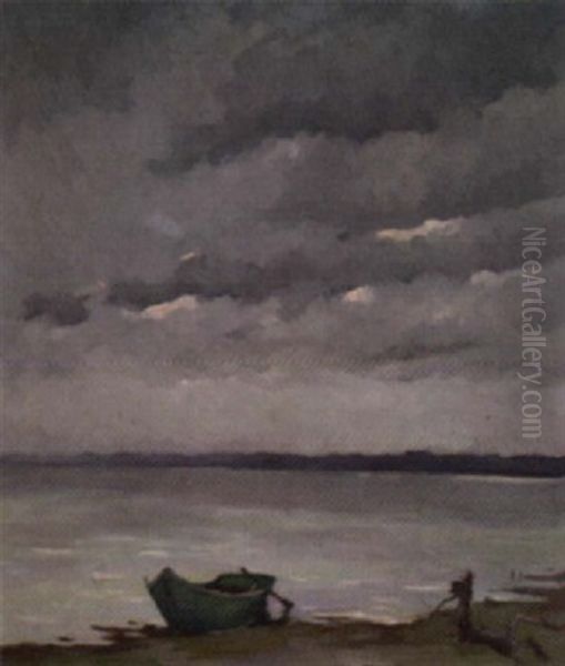 Seeufer Mit Boot Oil Painting by Hans Mathis