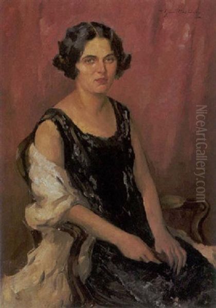 Portrait Einer Sitzenden Dame Oil Painting by Hans Mathis