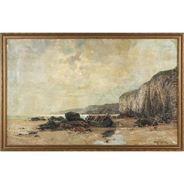 Shoreline Oil Painting by Louis Remy Matifas