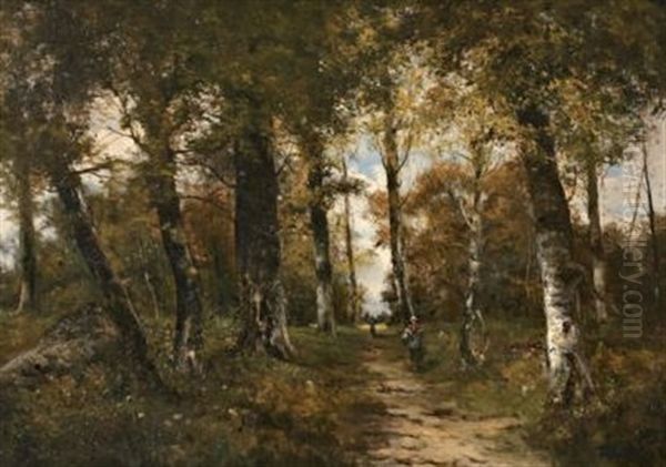 En Foret Oil Painting by Louis Remy Matifas