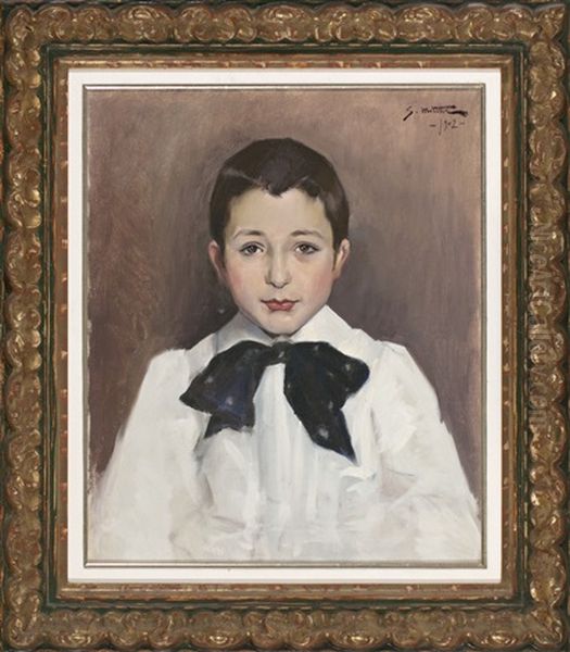 Retrato De Un Nino, Probablemente Joaquim Terruella Oil Painting by Segundo Matilla Marina