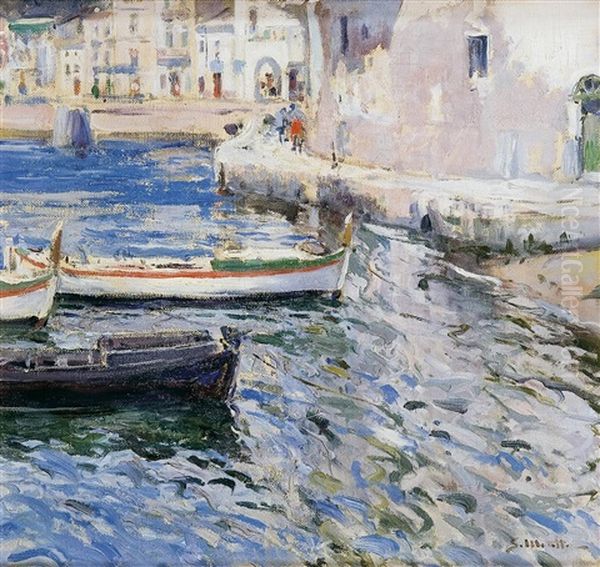 Barcas En Cadaques Oil Painting by Segundo Matilla Marina