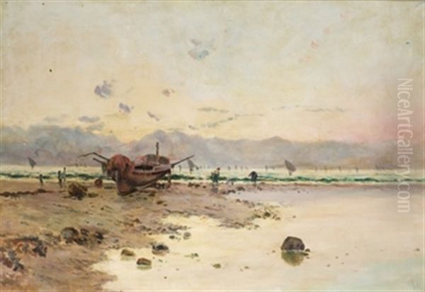 Pescadores En La Playa by Segundo Matilla Marina