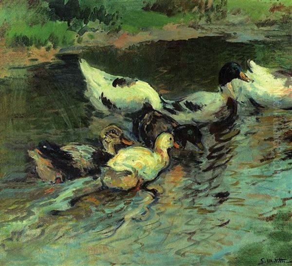 Les Canards Oil Painting by Segundo Matilla Marina