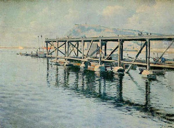 Puerto De Barcelona Oil Painting by Segundo Matilla Marina