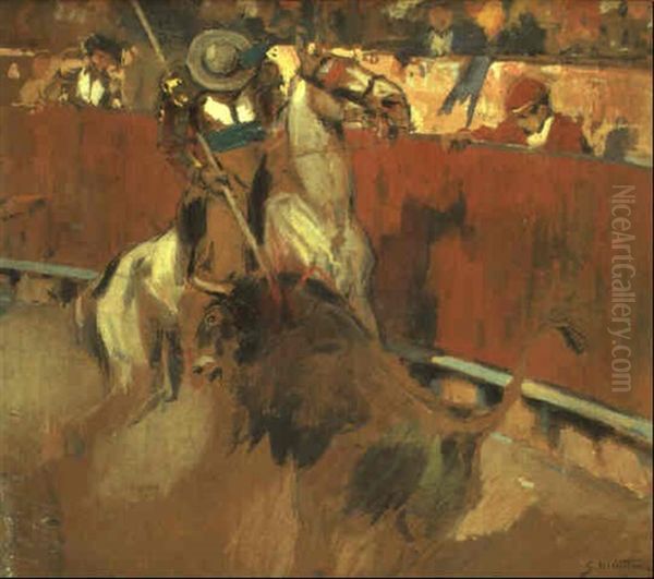 Corrida De Toros Oil Painting by Segundo Matilla Marina