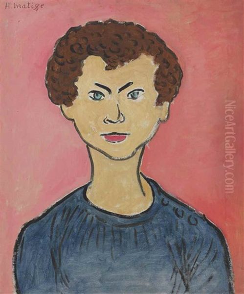 Portrait Aux Cheveux Boucles, Pull Marin (allan Stein) Oil Painting by Henri Matisse