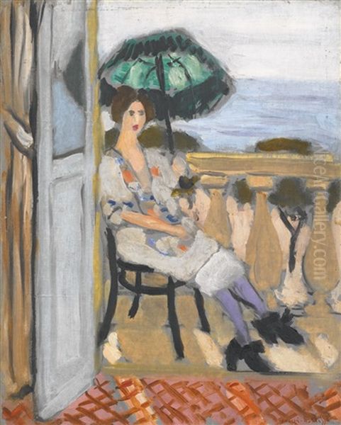 Femme A L'ombrelle Verte Oil Painting by Henri Matisse