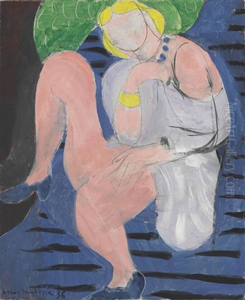 Nu Assis, Fond Bleu Oil Painting by Henri Matisse