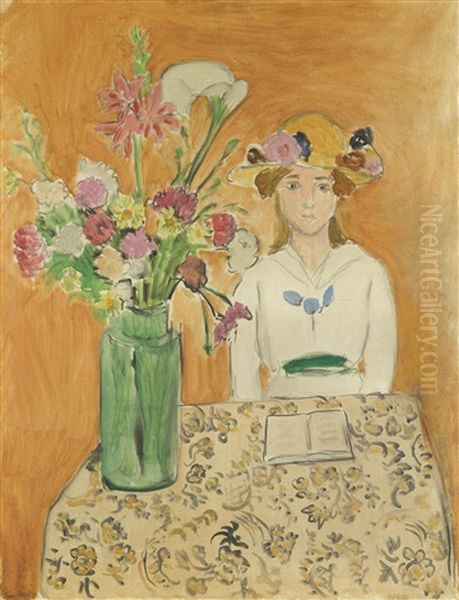 La Fille En Blanc Et Le Bouquet Oil Painting by Henri Matisse