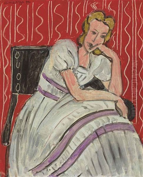 Jeune Femme Assise En Robe Grise Oil Painting by Henri Matisse