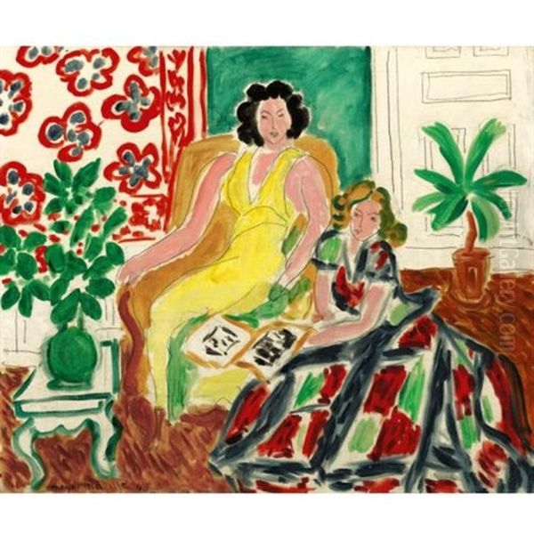 Robe Jaune Et Robe Arlequin (nezy Et Lydia) Oil Painting by Henri Matisse