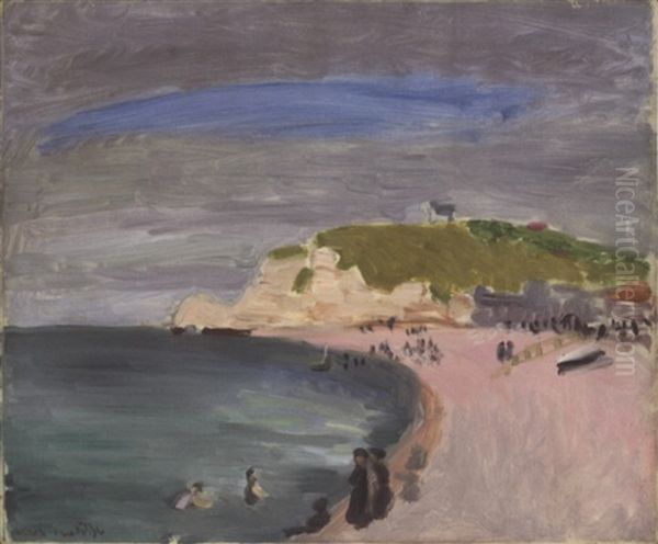 La Plage D'etretat - Plage D'etretat Avec Baigneurs Oil Painting by Henri Matisse