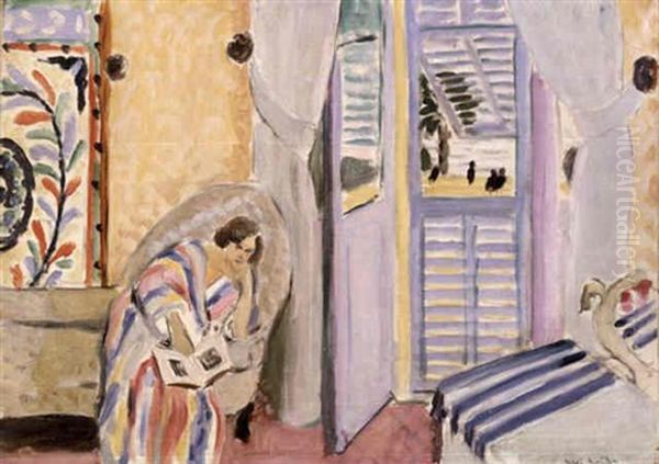 Interieur A Nice, Femme Assise Avec Un Livre Oil Painting by Henri Matisse