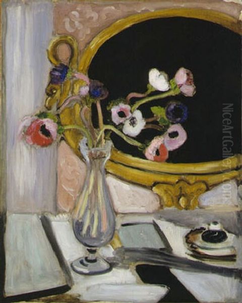 Anemones Au Miroir Noir Oil Painting by Henri Matisse