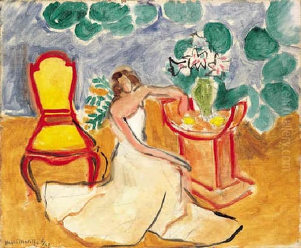 Jeune Fille En Robe Blanche Oil Painting by Henri Matisse