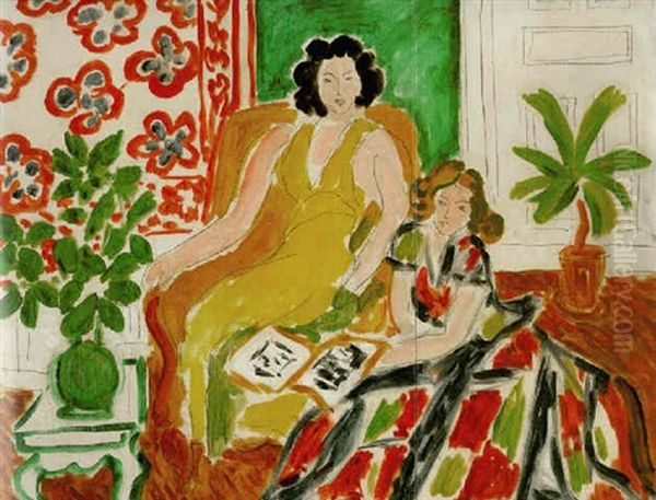 Robe Jaune Et Robe Arlequin (nezy Et Lydia) Oil Painting by Henri Matisse