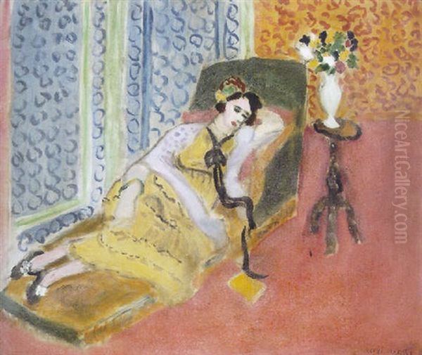 Jeune Fille Sur Un Divan, Ruban Noir Oil Painting by Henri Matisse