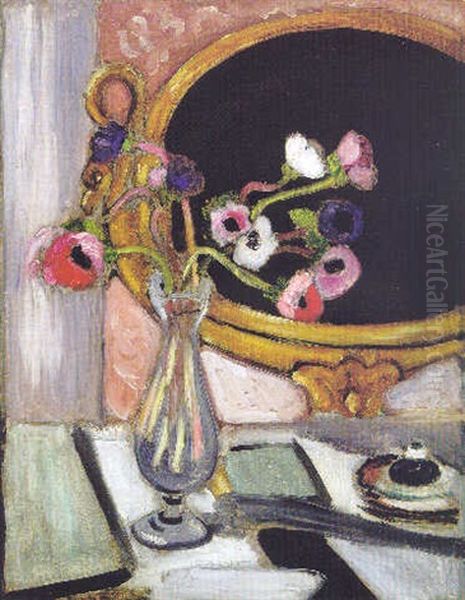 Anemones Au Miroir Noir Oil Painting by Henri Matisse