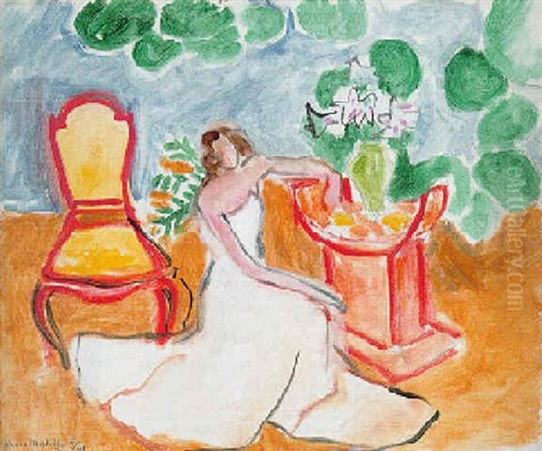 Jeune Fille En Robe Blanche Oil Painting by Henri Matisse