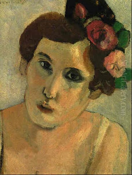 Tete De Femmme, Fleurs Dans Le Cheveux Oil Painting by Henri Matisse