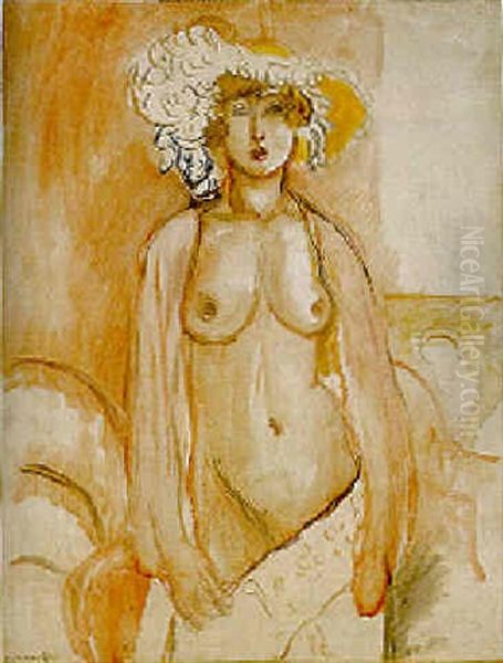 Antoinette Au Chapeau A Plumes, Debout Torse Nu Oil Painting by Henri Matisse