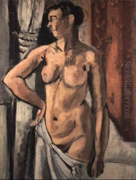 Nu Debout De Face, Devant Une Fenetre, Tete Tournee Vers La Droite Oil Painting by Henri Matisse