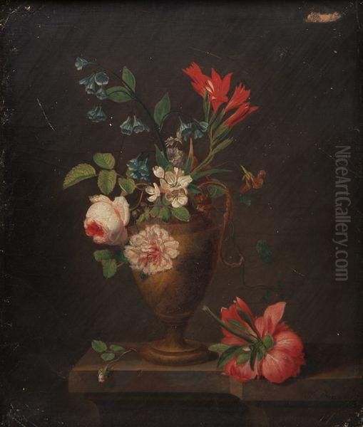 Nature Morte Sur Un Entablement Oil Painting by Jean Baptiste Berre