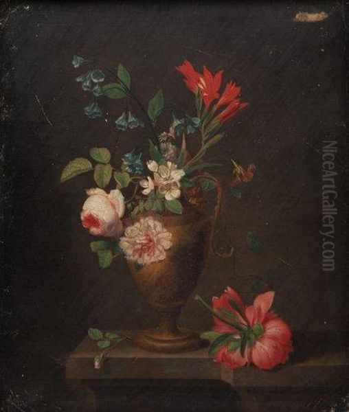 Nature Morte Sur Un Entablement. Oil Painting by Jean Baptiste Berre