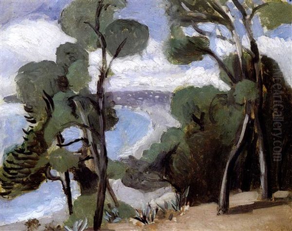 La Plage A Nice, Vue Du Chateau Oil Painting by Henri Matisse