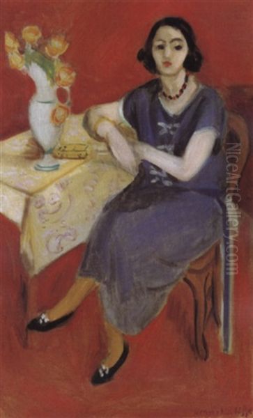 Femme En Bleu A Table Oil Painting by Henri Matisse