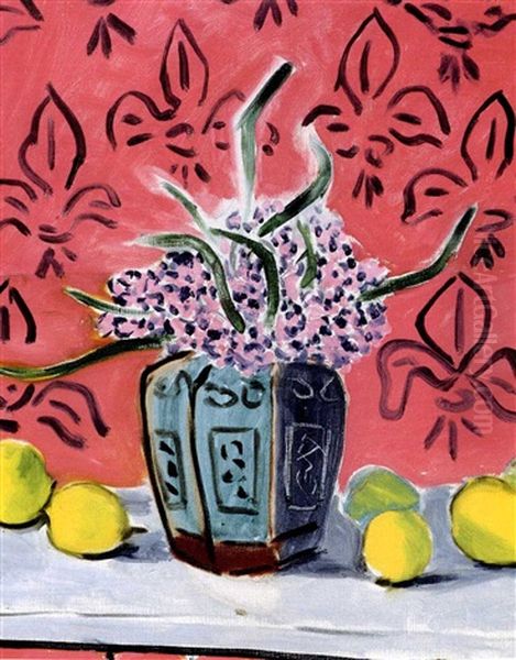 Nature Morte Aux Citrons Sur Fond Fleurdelise Oil Painting by Henri Matisse