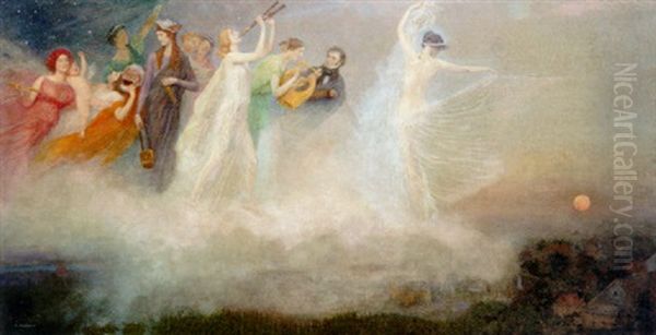 Triumph Of Light Over Darkness Oil Painting by Franz Von Matsch