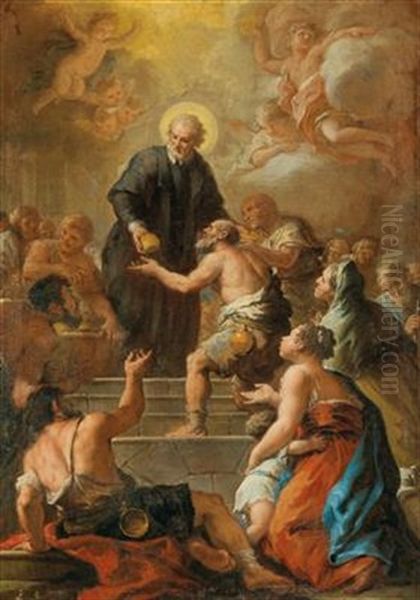 Charity Of Saint Vincent De Paul Oil Painting by Paolo de Matteis