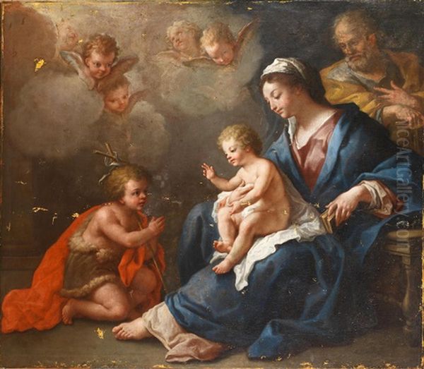 The Holy Family With The Infant Saint John The Baptist And Attendant Putti Oil Painting by Paolo de Matteis