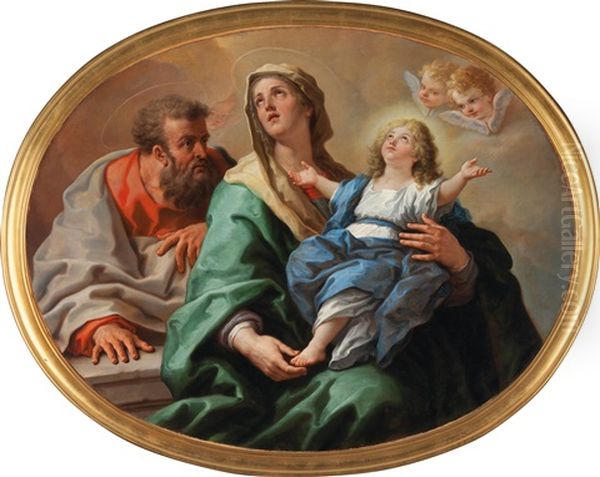 Saints Anne And Joachim With The Virgin by Paolo de Matteis