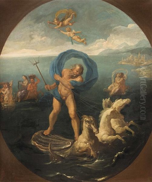 Das Element Wasser: Poseidon Auf Einer Muschel Stehend by Paolo de Matteis