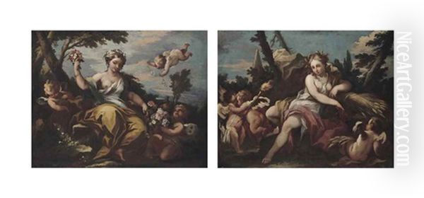 Flora; And Ceres (pair) Oil Painting by Paolo de Matteis