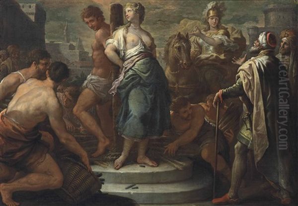 Olindo And Sophronia Rescued By Clorinda Oil Painting by Paolo de Matteis